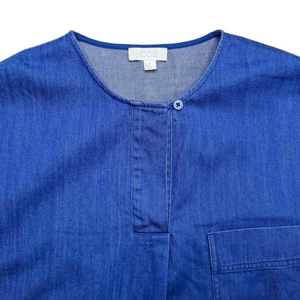 COS Oversized Boxy Denim Blue Cotton Mini Dress with Pockets Size XS - Picture 7 of 12